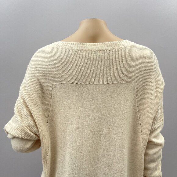REPEAT V-Neck Oversized Cashmere Wool Sweater Pockets Cream Womens‎ 38/S - Picture 5 of 11